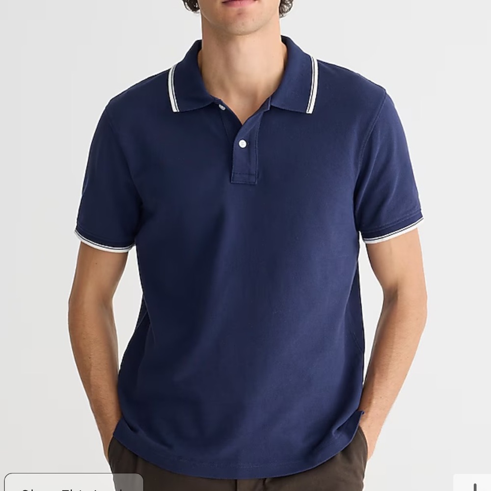 J. Crew Tall classic piqué polo shirt Navy Ivory Stripe Size Large BE870 NEW